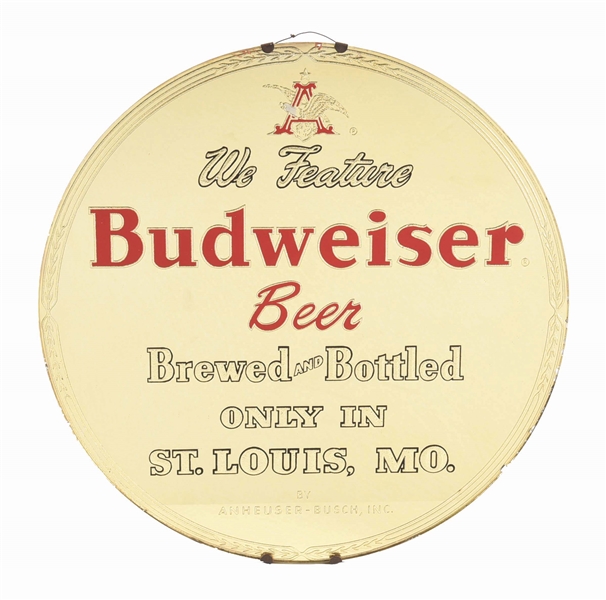 ANHEUSER-BUSCH BUDWEISER BEER REVERSE GLASS MIRROR SIGN