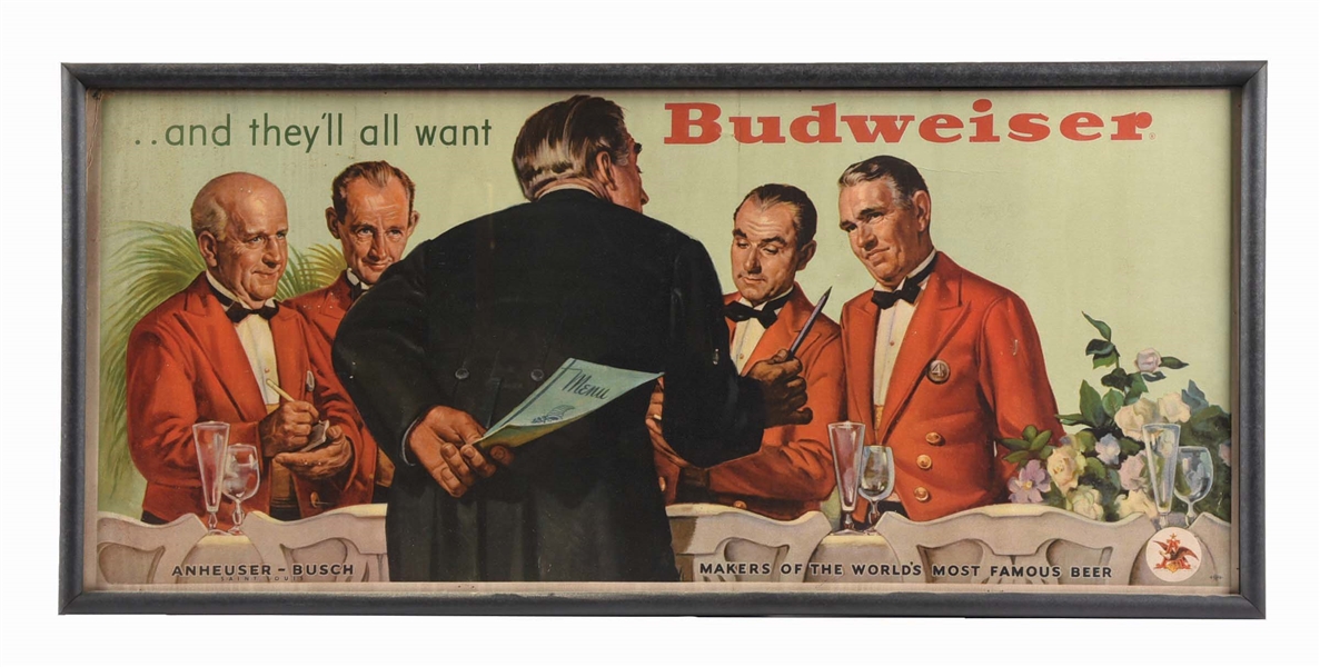 ANHEUSER-BUSCH BUDWEISER WAITER LITHOGRAPH