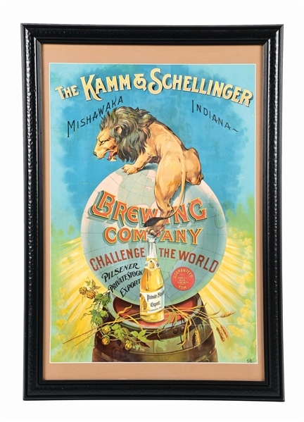 KAMM & SCHELLINGER BREWING CO. PAPER LITHOGRAPH SIGN