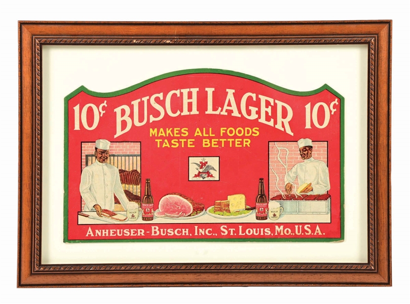 ANHEUSER-BUSCH BUSCH LAGER 10¢ DIE-CUT CARDBOARD SIGN