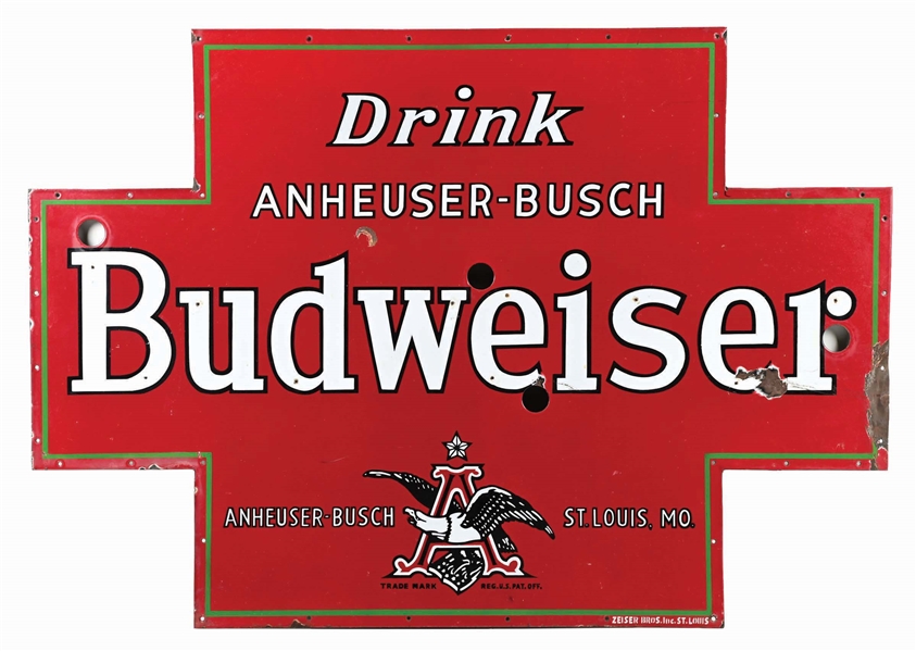 ANHEUSER-BUSCH BUDWEISER PORCELAIN SIGN