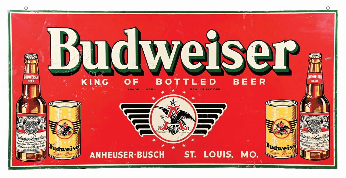 ANHEUSER-BUSCH BUDWEISER BEER TIN OUTDOOR SIGN