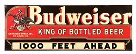 ANHEUSER-BUSCH BUDWEISER KING OF BOTTLED BEER TIN PAINTED SIGN