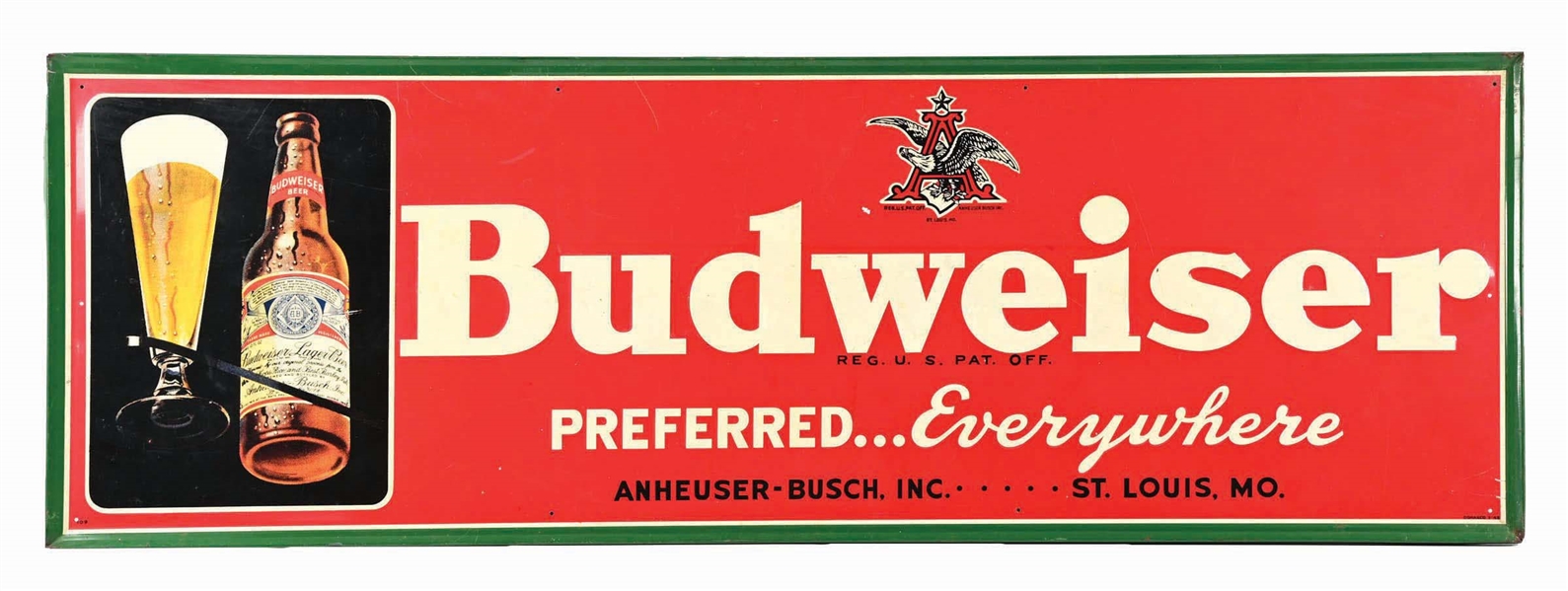 ANHEUSER-BUSCH BUDWEISER TIN PAINTED SIGN