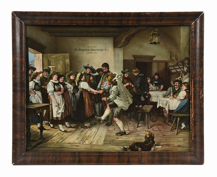 E. PORTER BREWING CO. TAVERN SCENE LITHOGRAPH