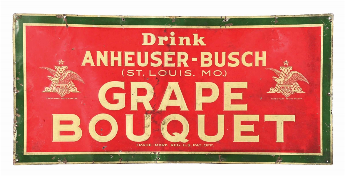 ANHEUSER-BUSCH GRAPE BOUQUET TIN OUTDOOR SIGN