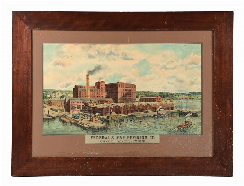 FEDERAL SUGAR REFINING CO. FACTORY SCENE LITHOGRAPH