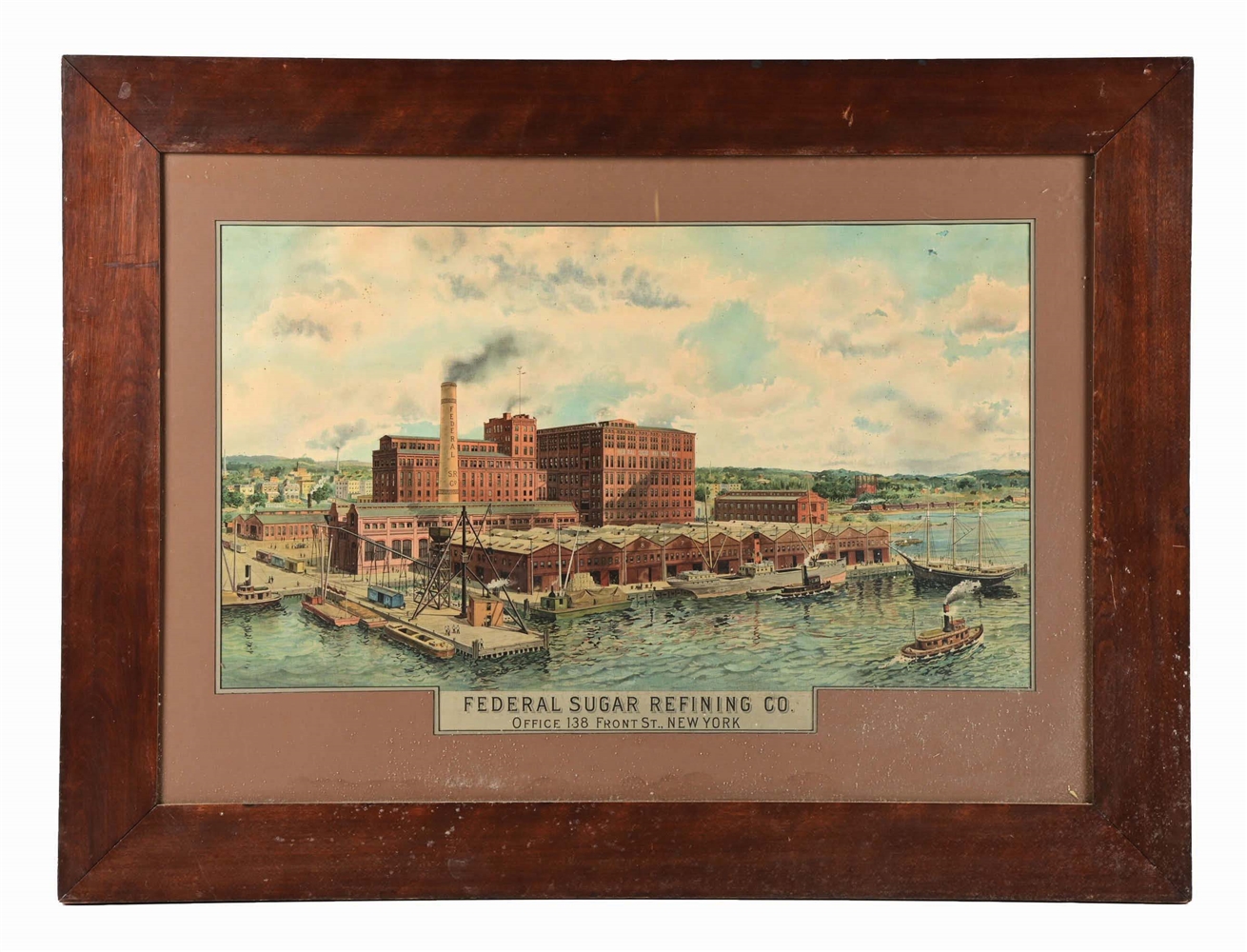 FEDERAL SUGAR REFINING CO. FACTORY SCENE LITHOGRAPH