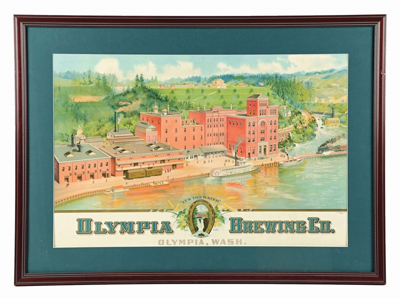 OLYMPIA BREWING CO. FACTORY SCENE LITHOGRAPH