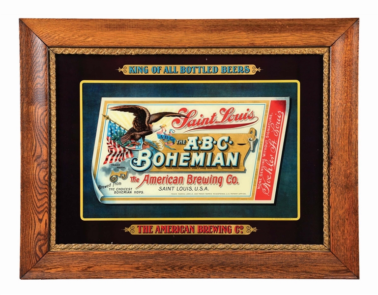 AMERICAN BREWING CO. REVERSE GLASS LABEL SIGN 