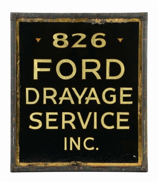 FORD DRAYAGE SERVICE INC. REVERSE GLASS SIGN