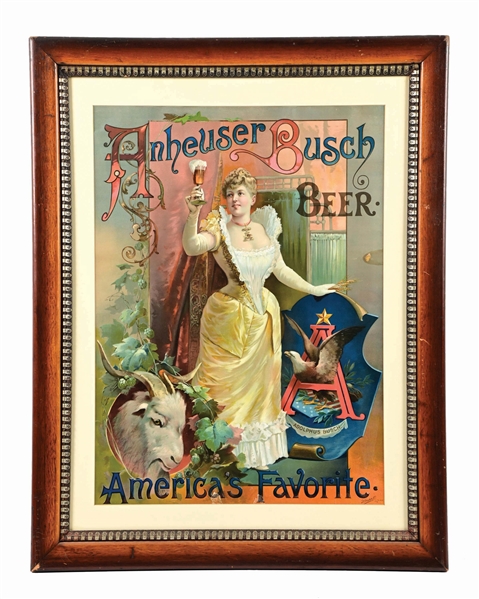 ANHEUSER-BUSCH BEER "AMERICAS FAVORITE" PAPER LITHOGRAPH