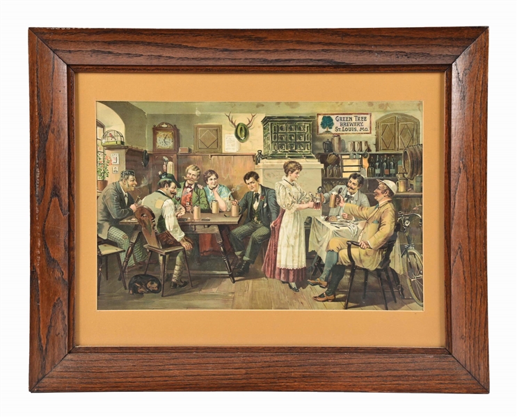 GREEN TREE BREWERY TAVERN SCENE LITHOGRAPH