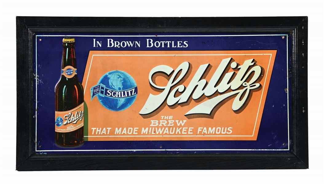 SCHLITZ SPECIAL BREW TIN LITHOGRAPH SIGN