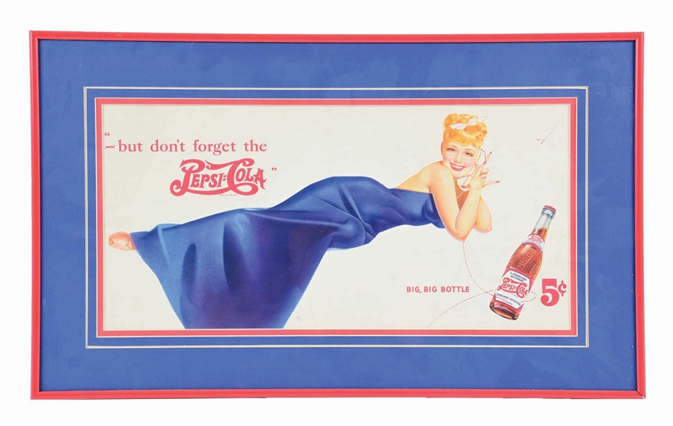 PEPSI-COLA 5¢ PIN-UP GIRL CARDBOARD SIGN