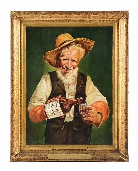 PAUL JONES PURE RYE WHISKEY SELF FRAMED TIN LITHOGRAPH