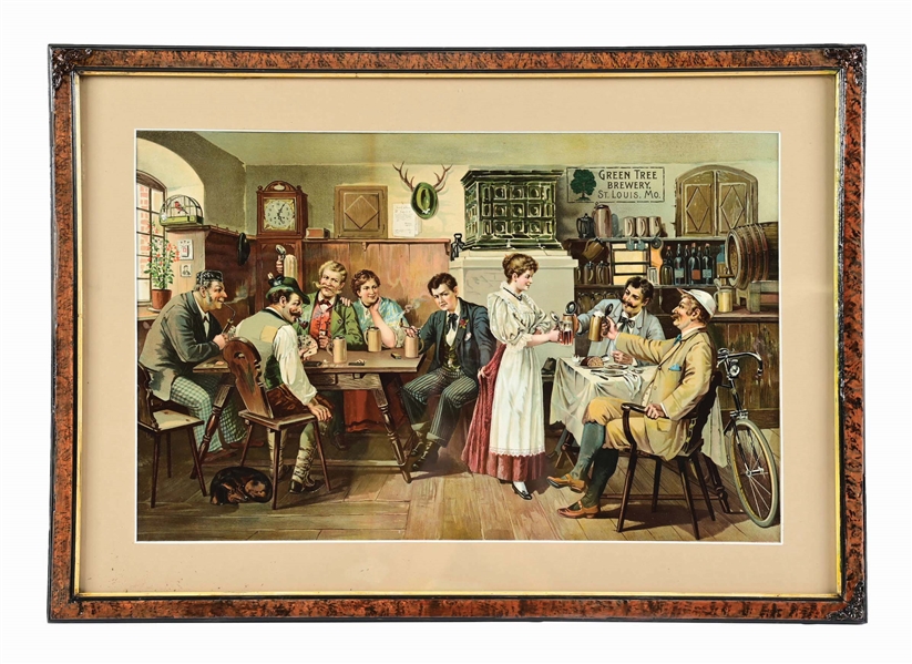 GREEN TREE BREWERY TAVERN SCENE LITHOGRAPH