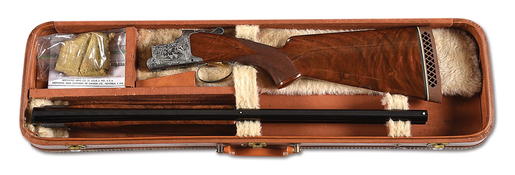 (C) LEWANCZYK ENGRAVED DIANA GRADE BROWNING SUPERPOSED 12 GAUGE SHOTGUN WITH BROWNING SUBGAUGE TUBES.