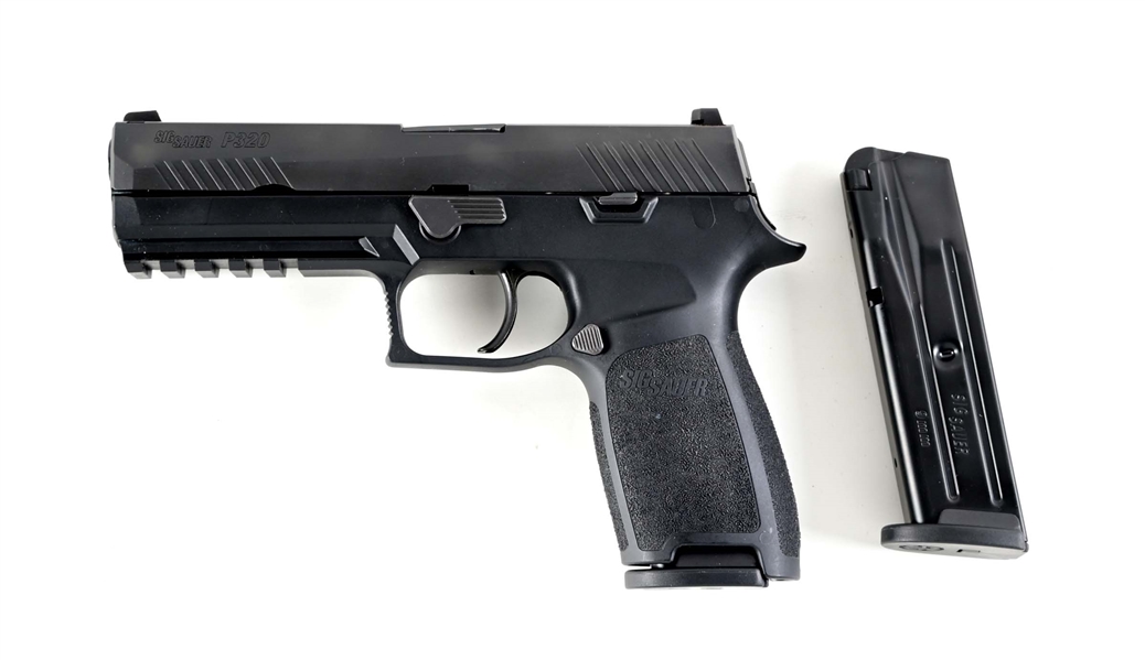 (M) FULL SIZE SIG P320 9MM SEMI-AUTOMATIC HANDGUN.