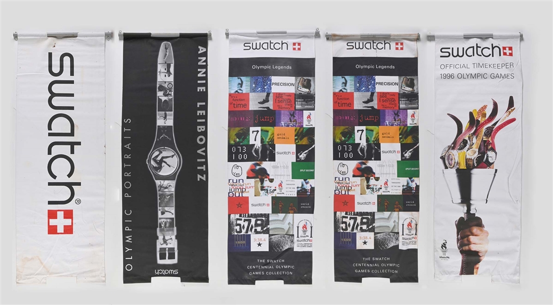 LOT OF 5: SWATCH OLYMPIC BANNERS