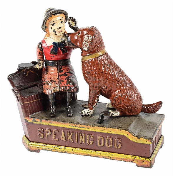 SHEPARD HARDWARE SPEAKING DOG CAST IRON MECHANICAL BANK