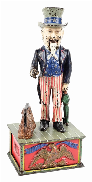 SHEPARD HARDWARE UNCLE SAM CAST IRON MECHANICAL BANK