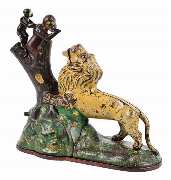 KYSER & REX LION AND 2 MONKEYS CAST IRON MECHANICAL BANK