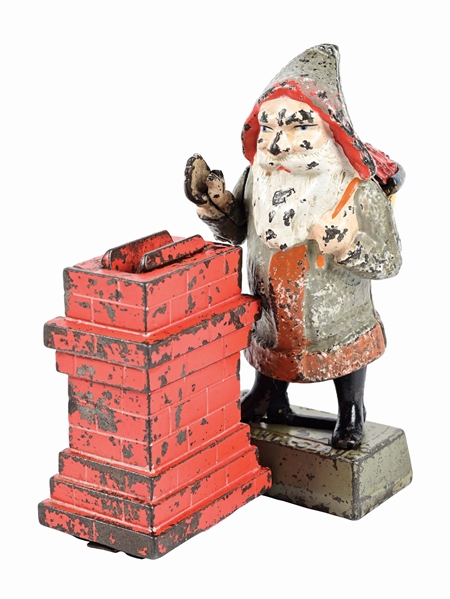 SHEPARD HARDWARE SANTA AT CHIMNEY CAST IRON MECHANICAL BANK