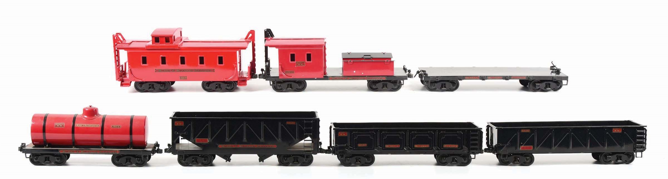 LOT OF 7: T-REPRODUCTIONS OUTDOOR RAILROAD TRAIN CARS