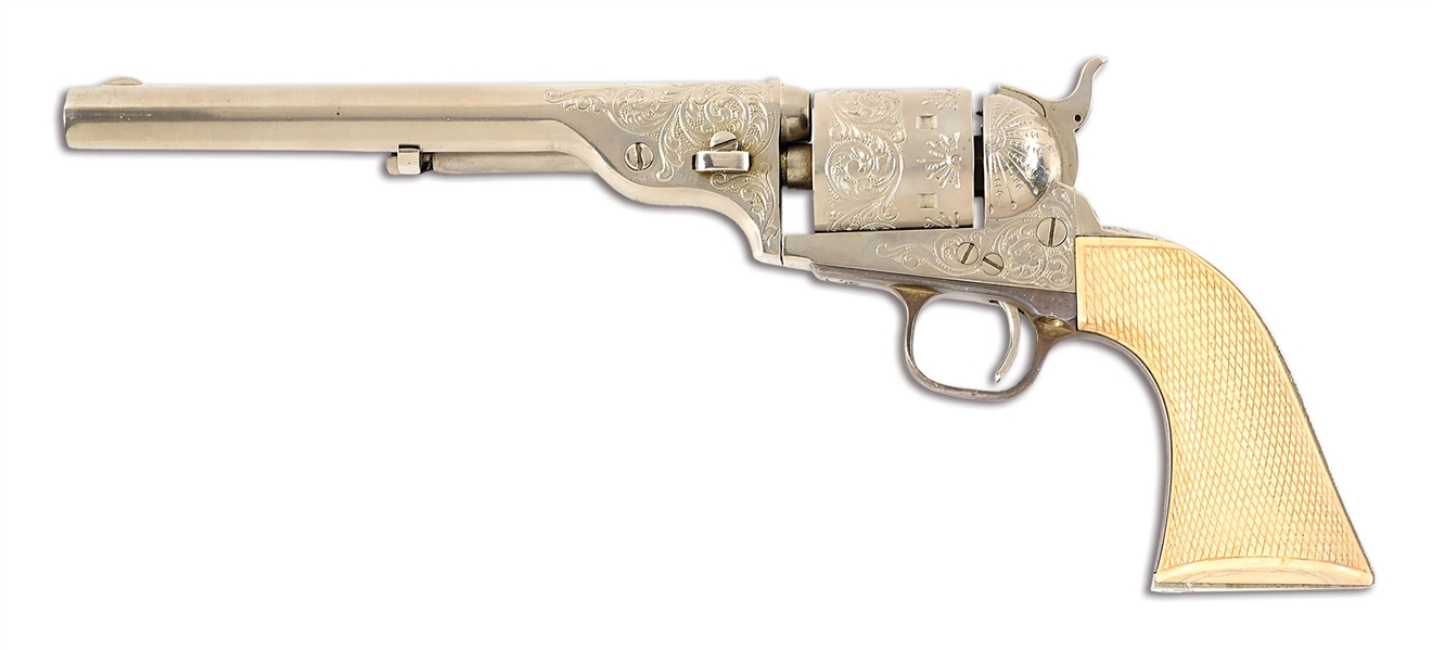 (A) ENGRAVED COLT 1871/72 OPEN TOP SINGLE ACTION REVOLVER IN .44 CENTERFIRE CALIBER.