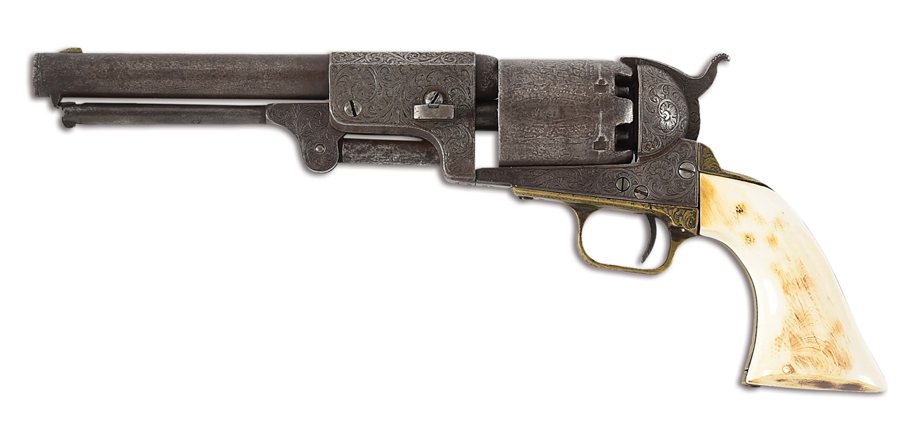 (A) ENGRAVED COLT DRAGOON THIRD MODEL PERCUSSION REVOLVER.