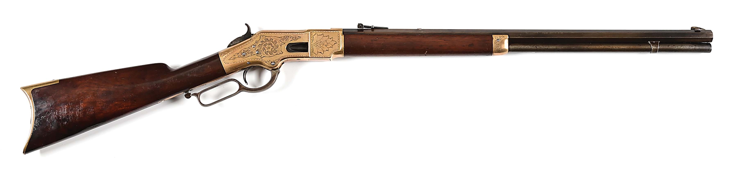 (A) FACTORY ENGRAVED HENRY MARKED 2ND MODEL WINCHESTER MODEL 1866 LEVER ACTION RIFLE.  