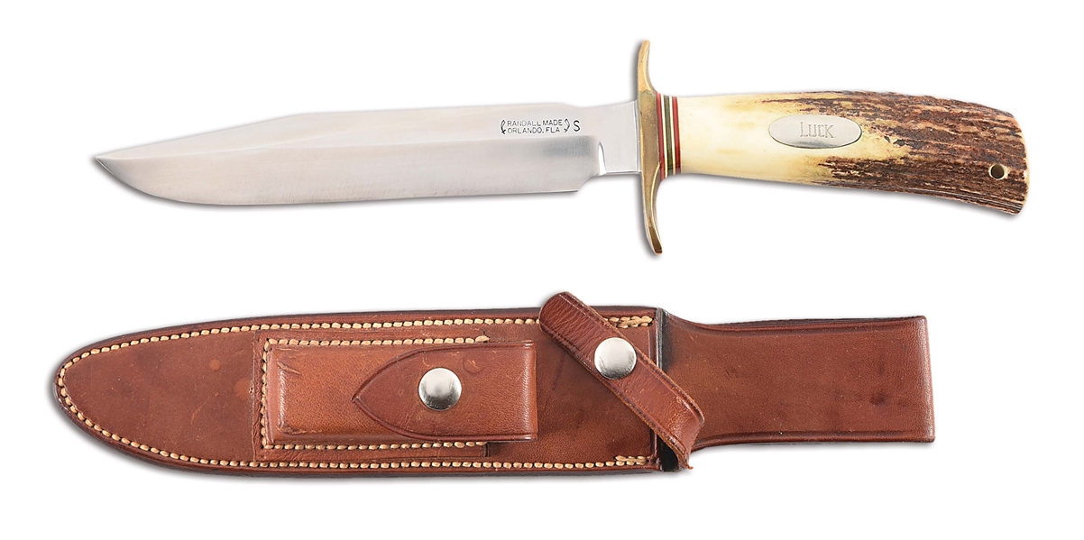 RANDALL MODEL 1-7 STAG HANDLED KNIFE.