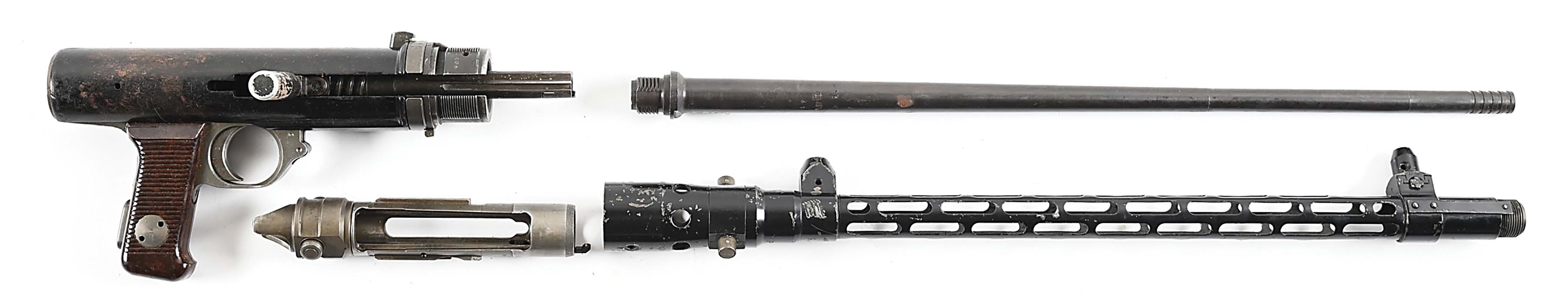 BEAUTIFUL GERMAN MG-15 MACHINE GUN PARTS INCLUDING COMPLETE HANDGRIP ASSY WITH BOLT, BARREL, BBL EXTENSION, AND SHROUD.