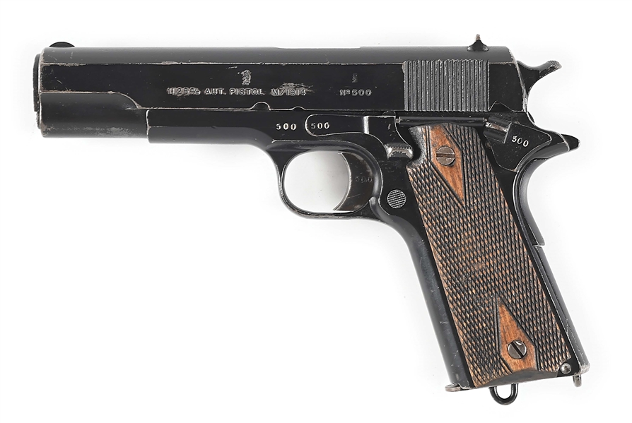 (C) SCARCE FIRST FULL YEAR OF PRODUCTION KONGSBERG MODEL 1914 DATED 1918 SEMI AUTOMATIC PISTOL.