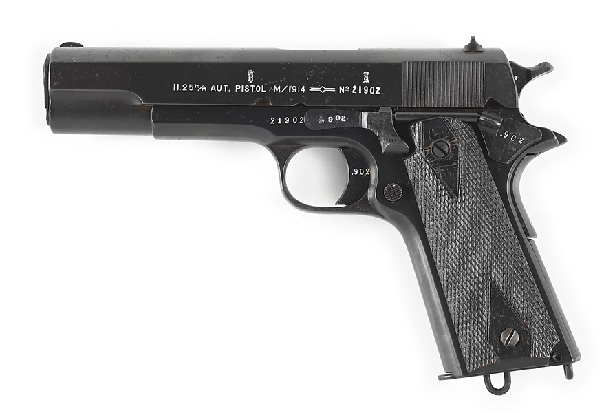 (C) SCARCE 1932 DATED NORWEGIAN KONGSBERG MODEL 1914 SEMI AUTOMATIC PISTOL.