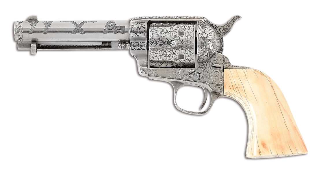 (A) ENGRAVED COLT SINGLE ACTION ARMY REVOLVER IN .45 COLT.