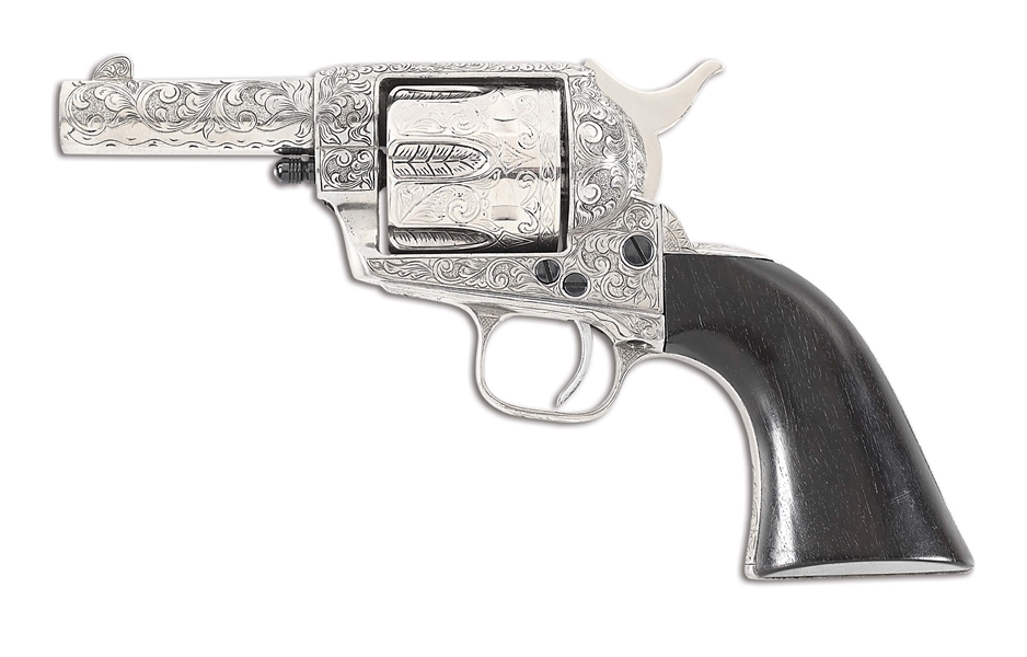 (A) ENGRAVED COLT SINGLE ACTION ARMY SHERIFFS MODEL REVOLVER IN .45 COLT.