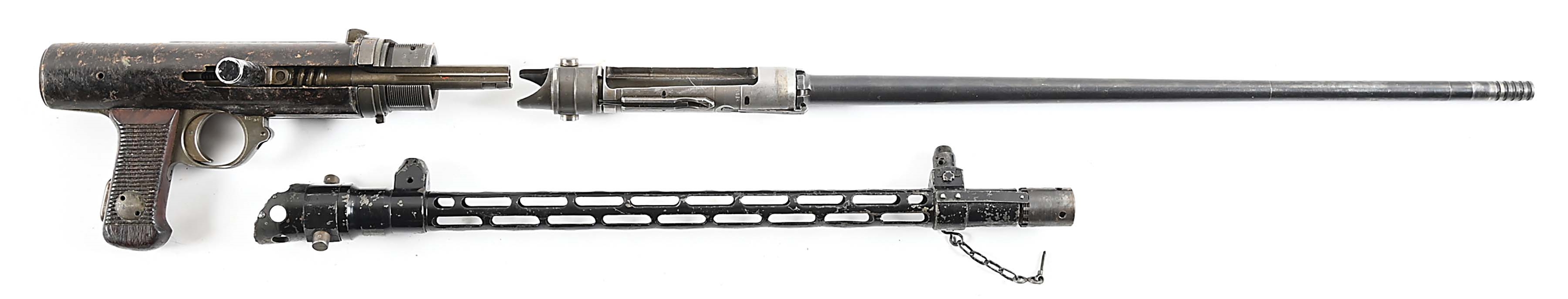 GERMAN MG-15 MACHINE GUN PARTS INCLUDING COMPLETE HANDGRIP ASSEMBLY WITH COMPLETE BOLT, BARREL, BARRLE EXTENSION, SHROUD, AND MAINSPRING.