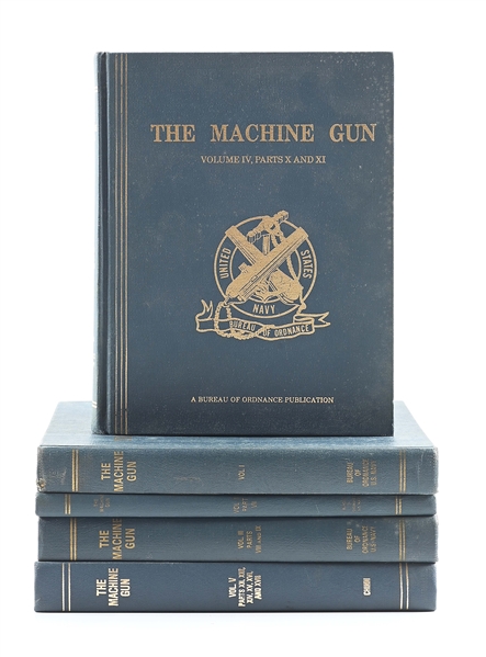 LOT OF VOLUMES 1-5 OF "THE MACHINE GUN" BY GEORGE M. CHINN.