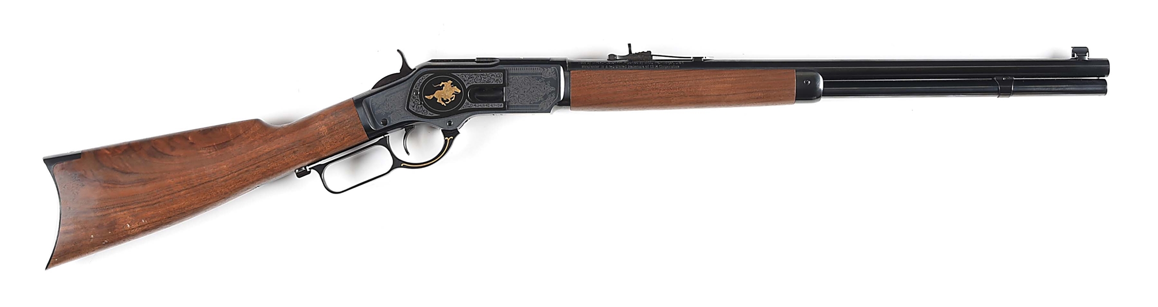 (M) NRA HIGH CALIBER CLUB EMBELLISHED WINCHESTER MODEL 1873 LEVER ACTION SHORT RIFLE IN .357 MAGNUM.