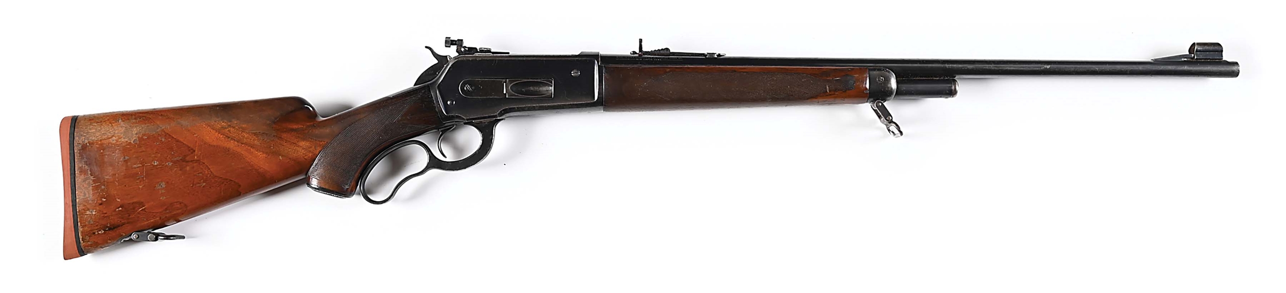 (C) PRE-WAR DELUXE WINCHESTER MODEL 71 LEVER ACTION RIFLE (1936).