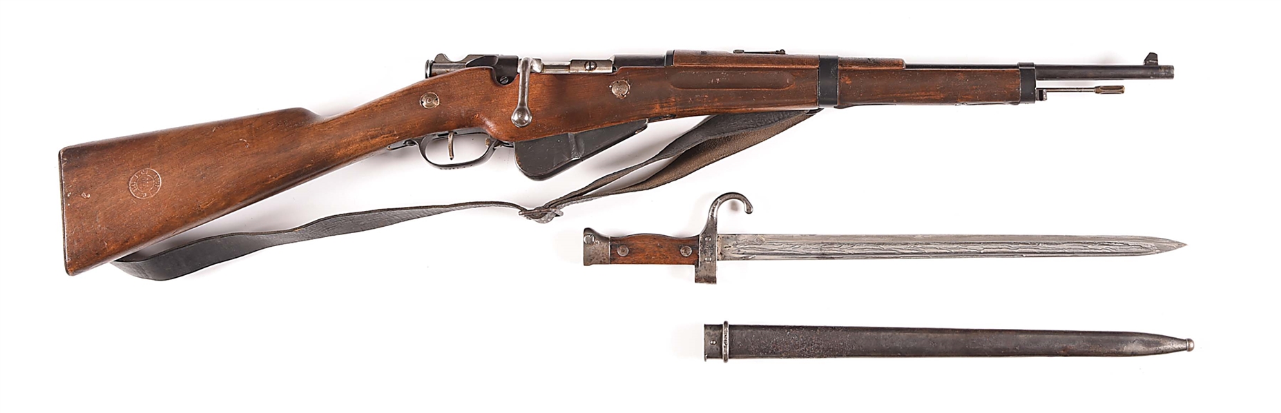 (C) CONTINSOUZA BERTHIER MODEL 1916 BOLT ACTION CARBINE WITH BAYONET.