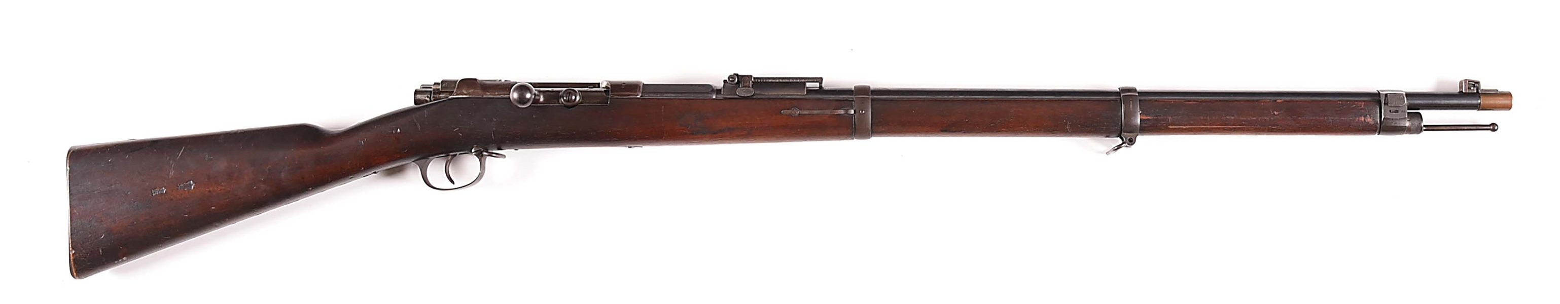 (A) UNIT MARKED AMBERG 1871/84 BOLT ACTION RIFLE.