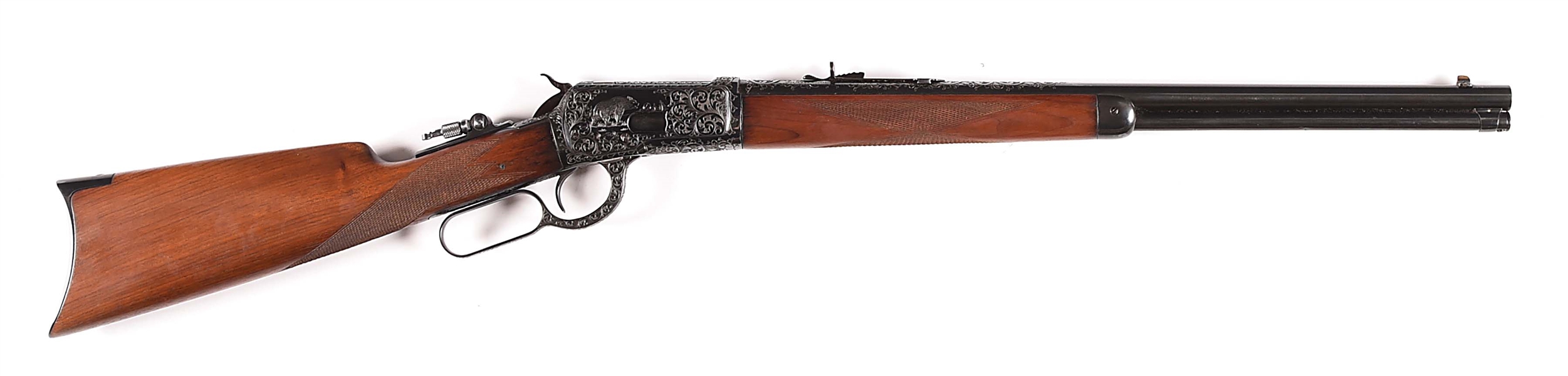 (C) ENGRAVED WINCHESTER MODEL 92 LEVER ACTION SHORT RIFLE.