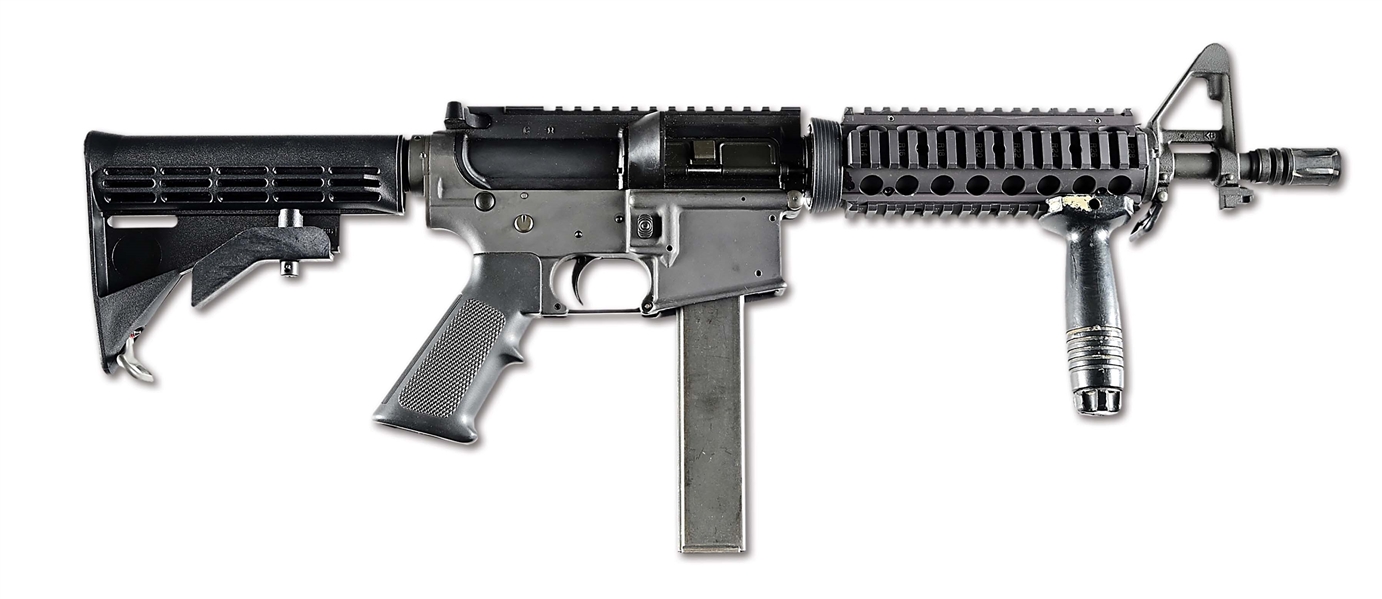 (N) EXTREMELY DESIRABLE ORIGINAL COLT SMG 9 MM VARIANT OF THE M16 MACHINE GUN WITH SPARE UPPER ASSEMBLIES AND MODEL 635 SPARE PARTS (FULLY TRANSFERABLE).