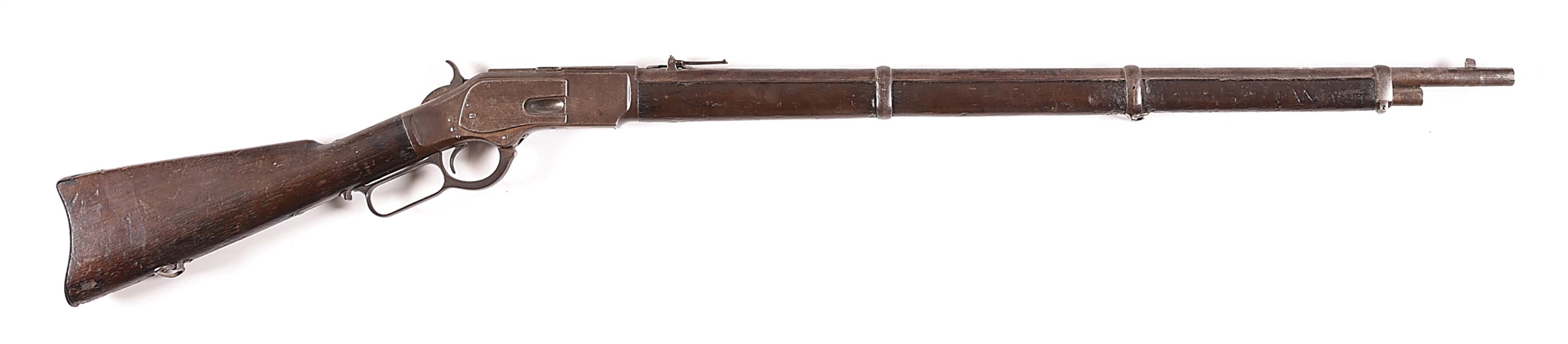 (A) WINCHESTER MODEL 1873 LEVER ACTION MUSKET WITH BAYONET.