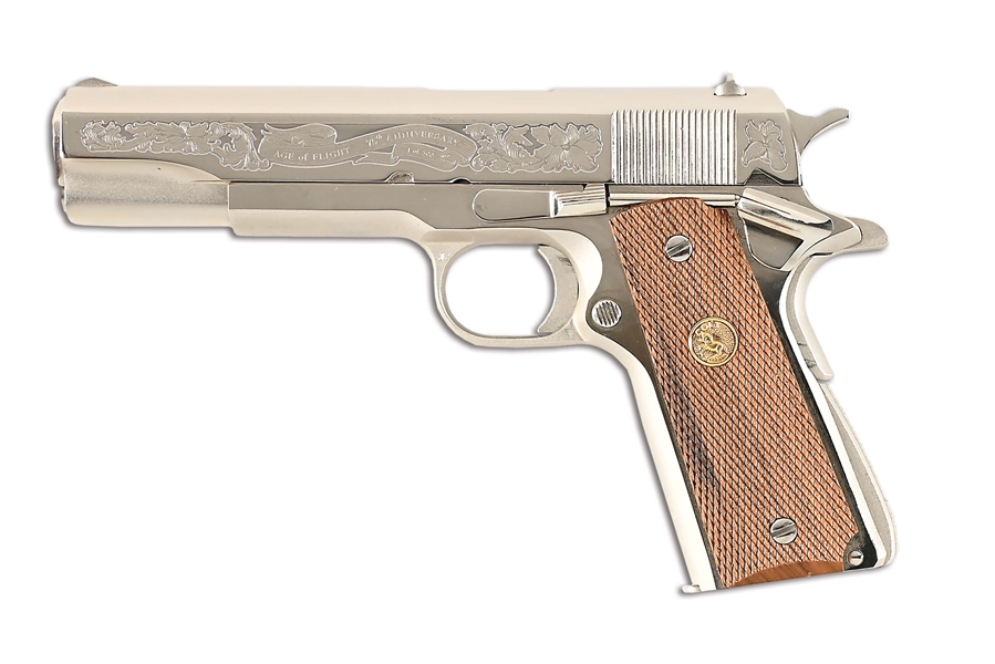 (C) COMMEMORATIVE COLT 1911 A1 75TH ANNIVERSARY OF THE AGE OF FLIGHT SEMI AUTOMATIC PISTOL.