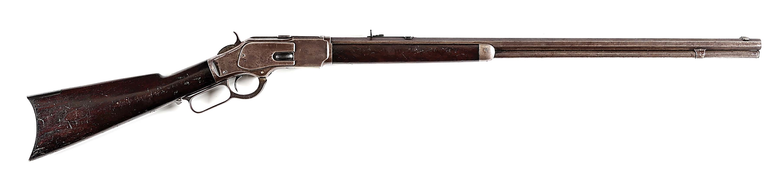 (A) EXTRA LENGTH WINCHESTER MODEL 1873 LEVER ACTION RIFLE.