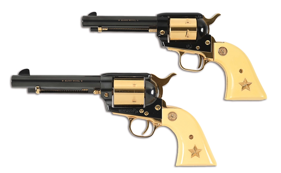 (C) COMMEMORATIVE SET OF 2: ALAMO COLT SINGLE ACTION ARMY AND COLT SINGLE ACTION FRONTIER SCOUT 